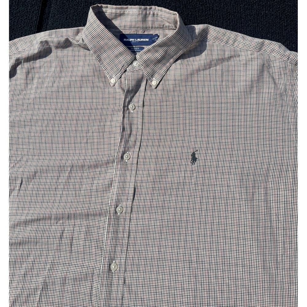 Ralph Lauren Golf Shirt Mens 2XL Plaid Tilden Button Down Long Sleeve - Picture 5 of 11